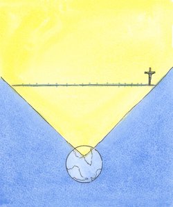 ミサが祝われるところはどこでも、存在する人々はキリストの贖いの仕事の全体に存在し、地上での彼の人生の間に達成され、2004年の十字架での彼の死を含みます（紙にw - c） 作： Elizabeth Wang