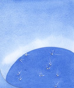 キリストの生涯に「照らされ」、賛美に燃える魂がいるところはどこでも、2002年に神が地球全体にダイヤモンドのように輝く光を見ているかのようです（紙にw - c） 作： Elizabeth Wang