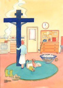 ミサでキリストを崇拝し、一日中霊的にキリストと共にありたいと願う人は誰でも、2003年に一日中父に賛美と感謝を捧げることができます（紙にw - c） 作： Elizabeth Wang