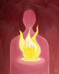 神の愛をもって、私たちは心に抱く人々のために助け、祈ることができます、2000年（船上に油を注ぐ） 作： Elizabeth Wang