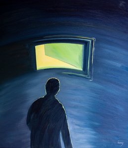 信仰と憧れをもって、私たちは魂の「扉」を内側から開き、神の光を私たちの中で輝かせることができます、2001年（船上の油） 作： Elizabeth Wang