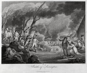 1775年4月19日、レキシントンの戦い 作： Elkanah Tisdale