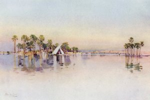 ピラミッドのふもとにある浸水した土地からのシタデル（色リソ） 作： Ella Du Cane