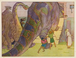 ノアの方舟：恐竜のジレンマ（カラーリトグラフ） 作： Elmer Boyd Smith