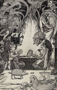 第三の贈り物巨大なハンマー、多くの土地の神話のイラスト、1912年発行 作： Elmer Boyd Smith