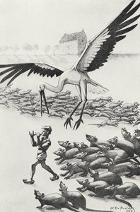 ニルス、ネズミとガチョウ、「ニルスの素晴らしい冒険」のイラスト、セルマ・ラーゲルロフ（1858-1940）1906-07作 作： Elsa de Rudder