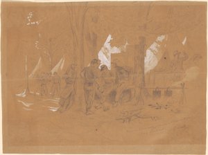 キャンプ エルスワース、アレクサンドリア近郊 - 5 ズアーブ 作： Emanuel Gottlieb Leutze