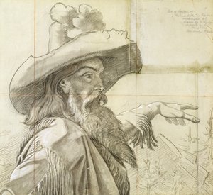 壁画『西へ向かう帝国の進路』のための漫画の詳細... 作： Emanuel Gottlieb Leutze