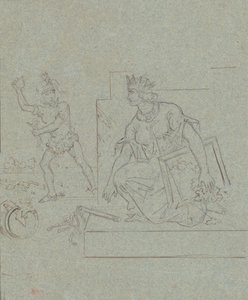 南北戦争の政治漫画、1860年頃（灰色の紙の上にペン、インク、グラファイト） 作： Emanuel Gottlieb Leutze