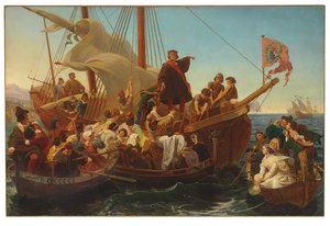 1492年、1855年のパロスからのコロンバスの出発 作： Emanuel Gottlieb Leutze