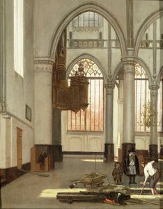 アムステルダムの旧教会の西端にある墓掘り（パネル） 作： Emanuel de Witte