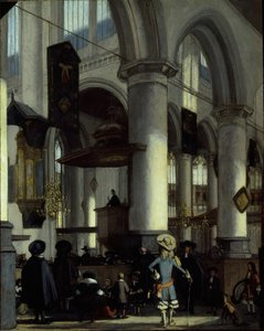 旧ケルクの内部、デルフト、c。 1680年。 作： Emanuel de Witte