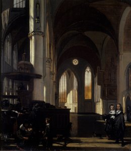 ゴシック様式の教会の内部、1650年頃（オークに油彩） 作： Emanuel de Witte