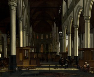 旧ケルクの内部、アムステルダム、c。 1660年。 作： Emanuel de Witte