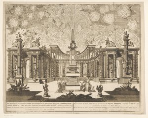 Vuurwerk in Moskou bij de viering van het einde van de Russisch-Turkse Oorlog、1775 (Act III) ロシアとオスマン ポルテの間で締結された平和の祝典の際に、皇帝陛下の前で発射された花火の表現 (シリーズ) 作： Emel