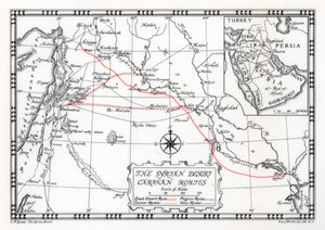1937年のシリア砂漠のキャラバン、宅配便、巡礼ルート