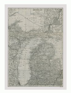 米国ミシガン州の地図、c1900。