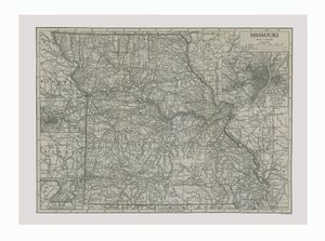 米国ミズーリ州の地図、c1900年代。