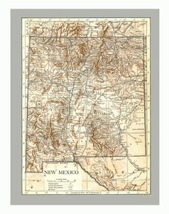 ニューメキシコ州、c1900年代の地図。