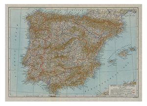 スペインとポルトガルの地図、c1910。 作： Emery Walker