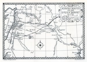 鉄道と自動車のルートとパイプライン、シリア砂漠、1937 作： Emery Walker