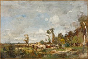 オランダで牛を放牧 作： Emil Jakob Schindler