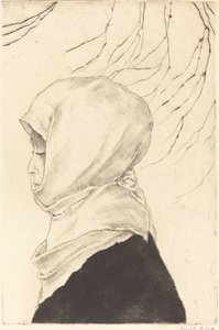 冬のドレスを着た日本人女性 作： Emil Orlik