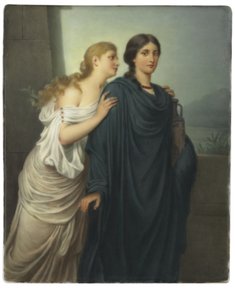 長方形のプラーク「Antigone and Ismene」 作： Emil Teschendorff