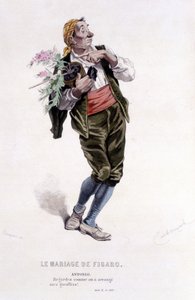 エドゥアール・フルニエによるボーマルシェ（1732-1799）の全作品。エミール・バヤールによるドローイング。エド。Laplace, Sanchez et Cie, Paris 1876年。これは "フィガロの結婚 "のアントニオです。 作： Emile Antoine Bayard
