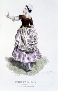 エドゥアール・フルニエによるボーマルシェ（1732-1799）の全作品。エミール・バヤールによるドローイング。エド。Laplace, Sanchez et Cie, Paris 1876年。これは "コリンとコレット "のコレットです。 作： Emile Antoine Bayard