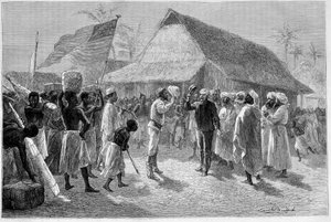 ヘンリー・モートン・スタンレー卿（1841-1904）とデイヴィッド・リヴィングストン（1813-1873）の出会い（"Le Tour du Monde "にて