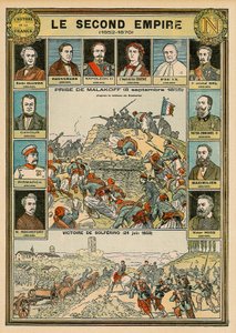 第二帝政 1852年～1870年 - マラコフの攻略 1855年9月8日 - ソルフェリーノの勝利 1859年6月24日 - エミール・オリヴィエ、オスマン男爵、ナポレオン3世、インペラートル・ユージニア、教皇ピウス9世、マレシャル・ニエル、ヴィクトル・エマニュエル（ヴィクトル・エマニュエル）（ヴィットリオ・エマニュエル）2世 o 作： Emile Antoine Bayard