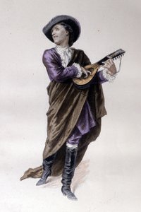 ボーマルシェ（1732-1799）の『セビリアの理髪師』の登場人物であるアルマヴィーヴァ伯爵は、1773年に制作された。エミール・バヤールによるイラスト。