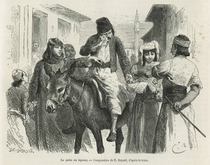 A.Testevuide博士が1877年に発表した物語 "The island of Chio"(東トルコ)を説明するためにEmile Bayardが描いた "The Leproux Quest in Chio"。Le tour du monde』に掲載された図版 作： Emile Antoine Bayard
