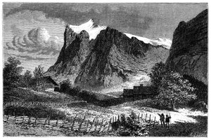 スイス・アルプスの眺め。1881年に出版された『Les Montagnes d
