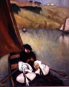 フェリーボートに乗るブルトン人女性、1900年頃（油彩・キャンバス） 作： Emile Bernard