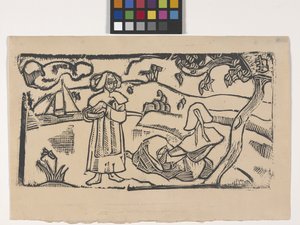 Deux Bretonnes (二人のブルトンの女性) (木版画) 作： Emile Bernard