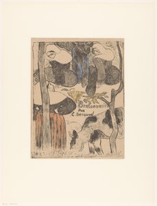 3 人のブルターニュの女性と牛 タイトルプリント: Émile Bernard、Bretonneries、1889 年 Bretonnes et vache ブレトンの女性 (シリーズタイトル) Bretonneries (オブジェクトのシリーズ タイトル) 作： Emile Bernard