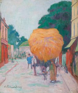 アニエールの門：干し草のチャー、1886 作： Emile Bernard