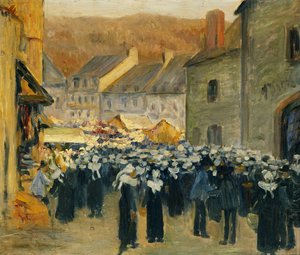 ポンタヴェンの市場。 Le Marche a Pont-Aven、1886 作： Emile Bernard