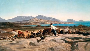 「マルセイユの眺め」、c1829-1863 作： Emile Charles Joseph Loubon