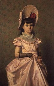 ピンクの服を着た女の子の肖像 作： Emile Claus