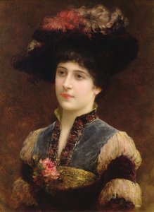 帽子をかぶった女性、1887 作： Emile Eismann Semenowski