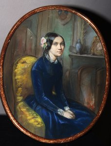 Idalia Poletika (?) の肖像 (I. Poletika の肖像)。 エミール・フランソワ・デサン（1808-1882）の作品、紙に水彩とパステル 作： Emile Francois Dessain