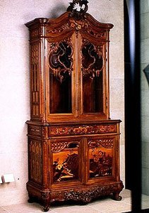 冬の植物、飾り戸棚（ウォールナット） 作： Emile Galle