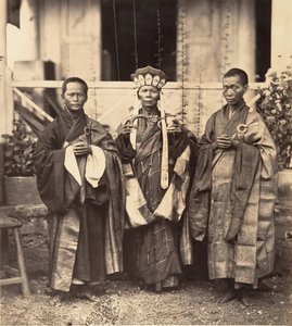 コーチンチナ、サイゴン、チョーレン中国パゴダの僧侶たち、1866 年。 作： Emile Gsell