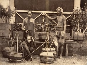 果物商人、コーチンチナ、1866 年。 作： Emile Gsell