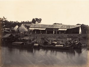 チャイニーズ シティ チョレン シート No. 2、サイゴン、コーチン、中国、1866 年のビュー。 作： Emile Gsell