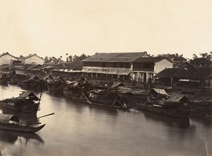 チャイニーズ シティ チョレン シート No. 3、サイゴン、コーチン、中国、1866 年のビュー。 作： Emile Gsell