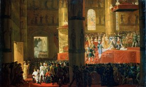 1797年4月5日、19世紀の皇后マリアフェオドロフナの戴冠式。 作： Emile Jean Horace Vernet